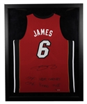 LeBron James Signed Miami Heat Limited-Edition Framed Alternate Jersey #6/13 with UDA COA (32 ½” X 40 ½”) - "2X NBA Champ & 2X Finals MVP" Annotations