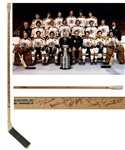 Phil Espositos 1971-72 Stanley Cup Champions Boston Bruins Game-Used Team-Signed Stick from Don Marcottes Collection with His Signed LOA