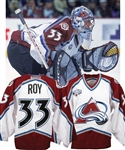 Patrick Roys 2000-01 Colorado Avalanche Signed Game-Worn Playoffs Jersey from Ray Bourques Collection with His Signed LOA - Stanley Cup Championship Season! - Photo-Matched!