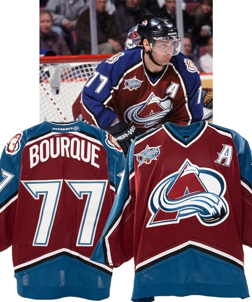 Ray Bourques 2000-01 Colorado Avalanche Game-Worn Alternate Captains Away Jersey From His Personal Collection with His Signed LOA - 2001 All-Star Game Patch! - Stanley Cup Championship Season!