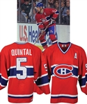 Stephane Quintals 1997-98 Montreal Canadiens Signed Game-Worn Alternate Captains Jersey from Ray Bourques Collection with His Signed LOA