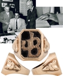 Jean Beliveaus Early-1950s 10K Gold Birks Ring with His Initials "JB" from His Personal Collection with Family LOA - The Ring He His Wearing When He Signs His 1st Contract with the Canadiens!