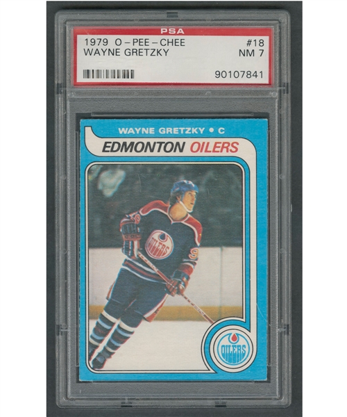 1979-80 O-Pee-Chee Hockey Card #18 HOFer Wayne Gretzky RC - Graded PSA 7