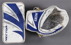 Ed Belfours 2005-06 Toronto Maple Leafs CCM Game-Used Glove and Blocker with His Signed LOA