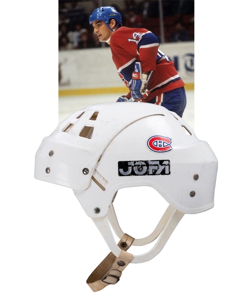 Mario Tremblays Mid-1980s Montreal Canadiens Jofa Game-Worn Helmet from Bob Gaineys Personal Collection with His Signed LOA