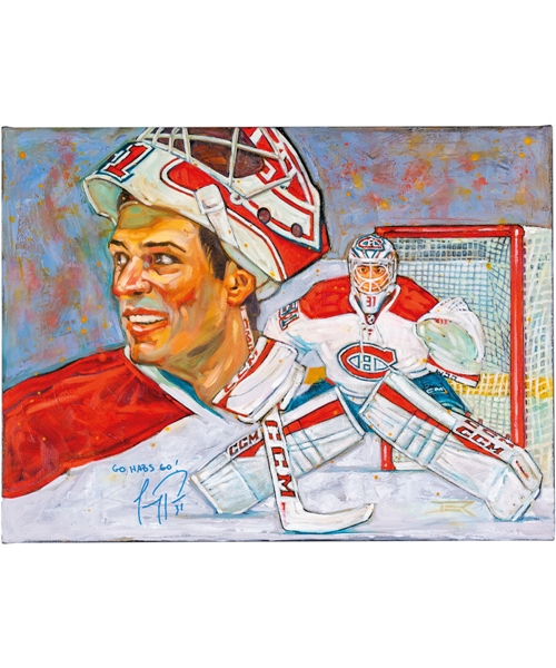 Carey Price Montreal Canadiens Signed Original Painting on Canvas by Jeremie White with Frameworth COA (18” x 24”)
