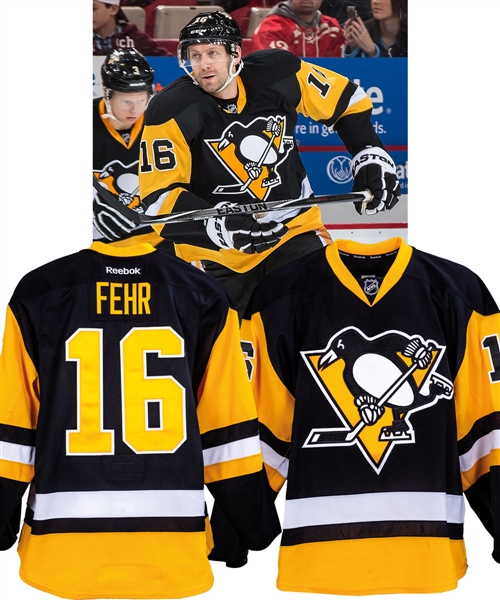 Eric Fehrs 2015-16 Pittsburgh Penguins Game-Worn Alternate Jersey with Team LOA - Team Repairs!