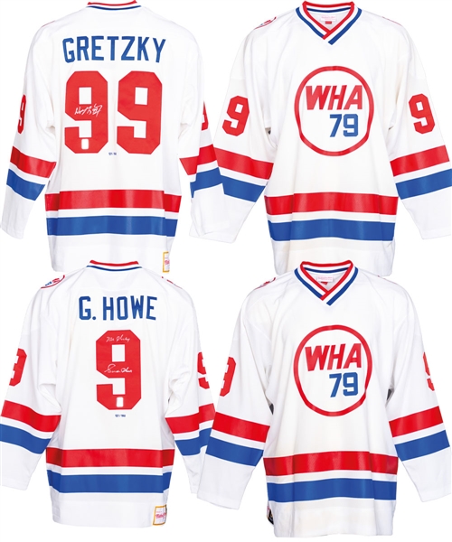 Wayne Gretzky and Gordie Howe Signed 1979 WHA All-Star Game Limited-Edition Jerseys #121/150 with WGA COAs