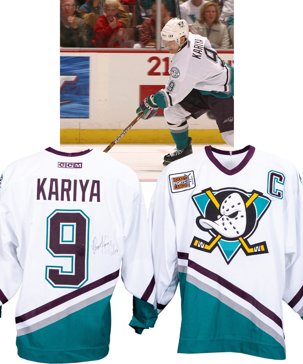 PAUL KARIYA SIGNED ANAHEIM DUCKS GAME JERSEY WITH CERTIFICATE OF  AUTHENTICITY. INDUCTED INTO THE - Able Auctions
