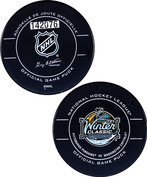 Eric Fehrs 2011 NHL Winter Classic Washington Capitals Goal Puck with LOA (Assisted by Johnasson) - Game-Winning Goal - 6th Goal of Season / Career Goal #42
