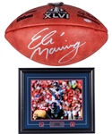 Eli Manning New York Giants Signed Super Bowl XLVI Football and Signed Oversized Photo Display (26” x 30”) with Steiner COAs 
