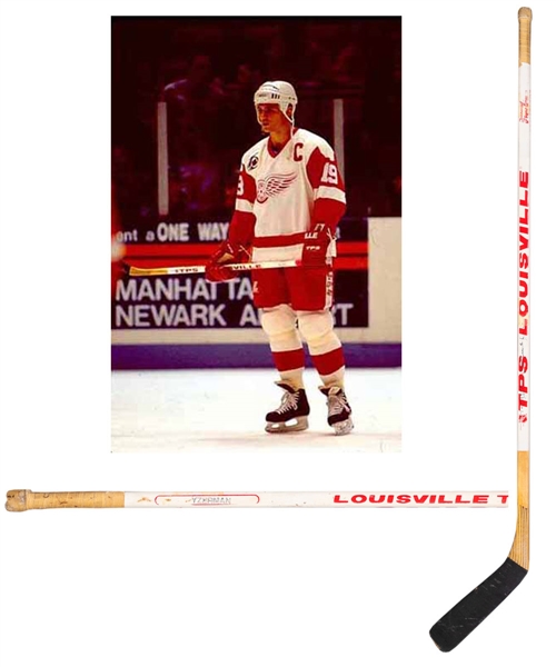 Steve Yzermans Early-1990s Detroit Red Wings Signed Louisville Game-Used Stick from Bob Gaineys Personal Collection with His Signed LOA