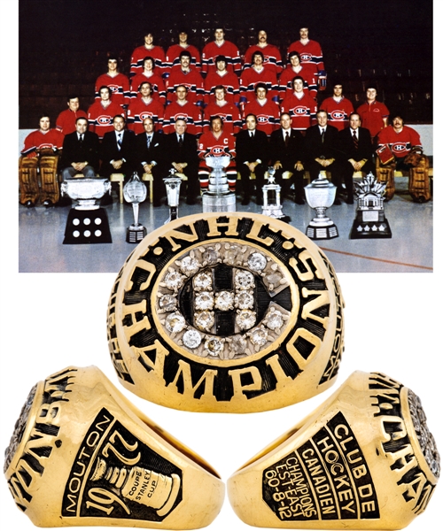Claude Moutons 1976-77 Montreal Canadiens Stanley Cup Championship 14K Gold and Diamond Ring with LOA