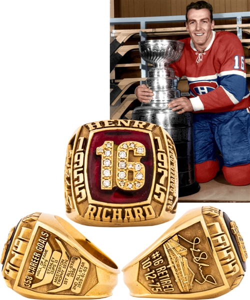 Spectacular Henri Richard Montreal Canadiens 10K Gold and Diamond Limited-Edition Career Tribute Ring with His Signed LOA