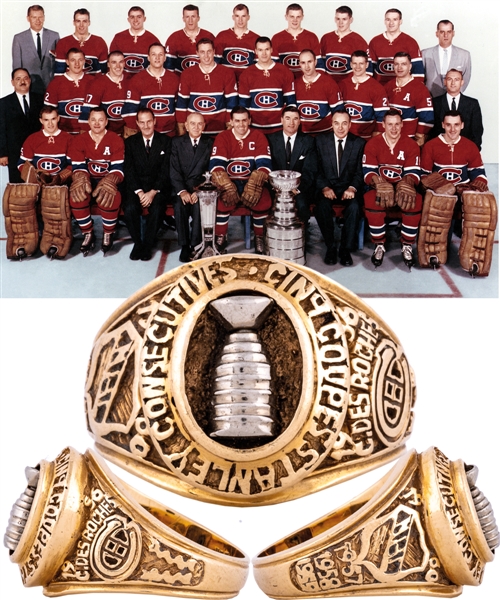 Camil DesRoches Montreal Canadiens 1956-60 Five Consecutive Stanley Cups 10K Gold Ring with LOA