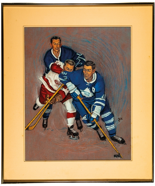 Mid-1960s Toronto Maple Leafs vs Detroit Red Wings Original Tex Coulter Framed Painting (22 ½” x 26 ½”)