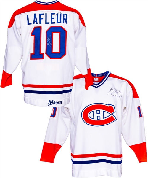 Vintage Early-1980s Guy Lafleur Double-Signed Montreal Canadiens Maska Pro-Style Jersey