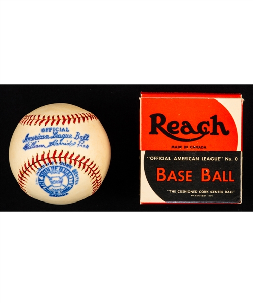 Vintage 1930s/1940s Official American League No. 0 William Harridge Reach Baseball in Original Box - Canadian Variation