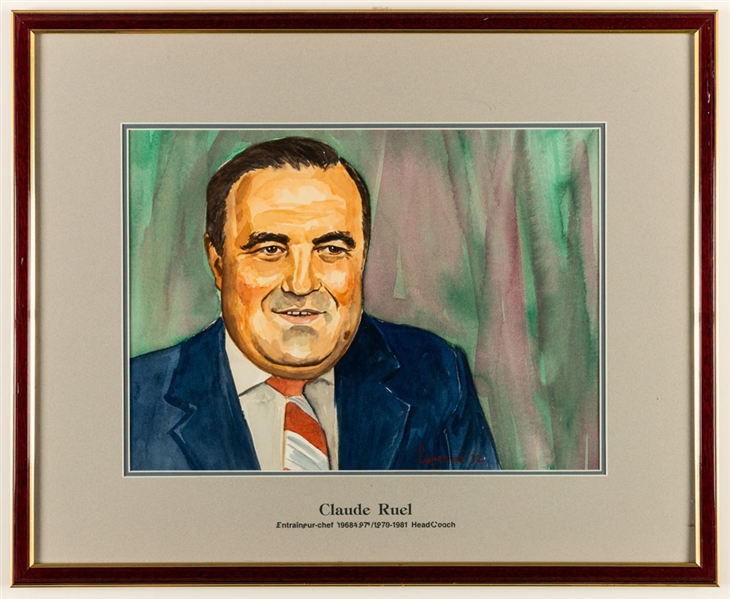 Claude Ruel 1968-70/1979-81 Montreal Canadiens Head Coach Original Michel Lapensee Painting Framed Display from the Montreal Forum (19" x 23")