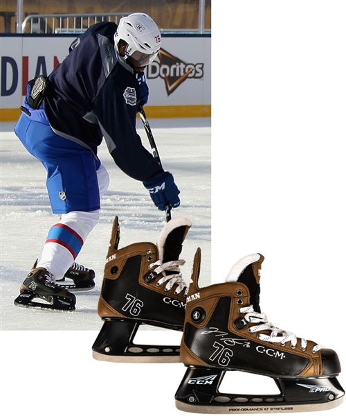 P.K. Subbans 2016 Montreal Canadiens CCM Signed Custom-Made "Winter Classic" Model Used Skates