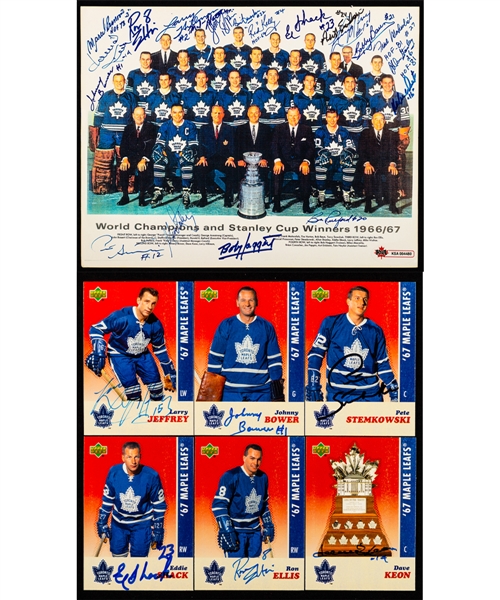 Toronto Maple Leafs 1966-67 Stanley Cup Champions Team-Signed Team Picture by 20 with LOA Plus Upper Deck 40th Anniversary 30-Card Set Including 7 Signed Cards