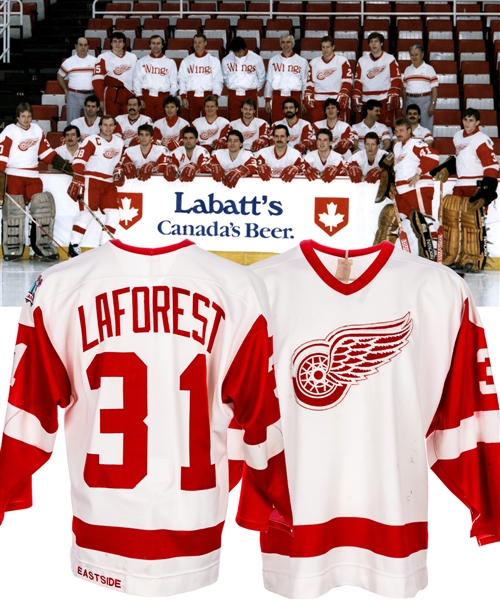 Mark Laforests 1985-86 Detroit Red Wings Game-Worn Rookie Season Jersey - 60th Season Patch! – Team Repairs! 