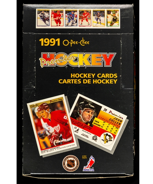 1990-91 O-Pee-Chee Premier Hockey Box (36 Unopened Packs) - Jaromir Jagr, Sergei Fedorov and Mike Modano Rookie Cards Year