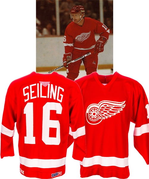 Ric Seilings 1986-87 Detroit Red Wings Game-Worn Jersey - Team Repairs!