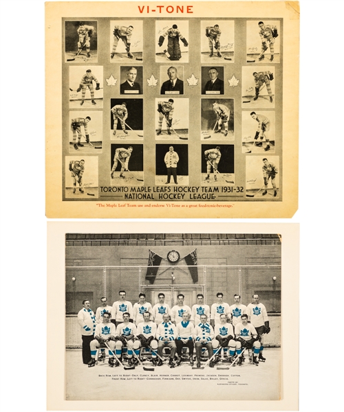 Toronto Maple Leafs 1931-32 "Vi-Tone" Advertising Composite Team Photo Stand-Up Display (11 ¾” x 13 ½”) Plus 1931-32 Alexandra Studios Colourized Team Picture (8” x 10 ½”) 