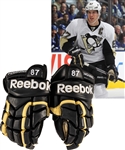 Sidney Crosbys 2012-13 Pittsburgh Penguins Reebok Game-Used Gloves with COA - Photo-Matched!