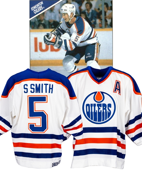 Steve Smiths 1990-91 Edmonton Oilers Game-Worn Alternate Captains Jersey with LOA