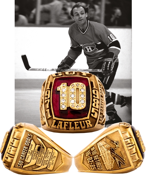 Spectacular Guy Lafleur Montreal Canadiens 10K Gold and Diamond Limited-Edition Career Tribute Ring with His Signed LOA