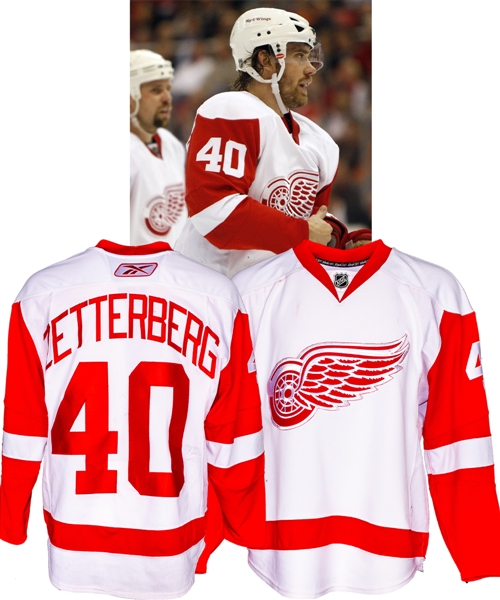 Henrik Zetterbergs 2007-08 Detroit Red Wings Game-Worn Jersey with Team COA - Career High Season for Goals (43) and Points (92) - Photo-Matched!