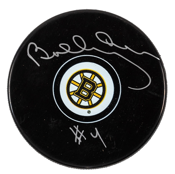 Bobby Orr Signed Boston Bruins Puck Plus 8" x 10" Photos (3) with COA
