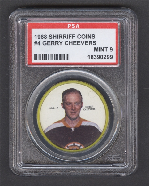 1968-69 Shirriff Hockey Coin #4 Gerry Cheevers - Graded PSA 9