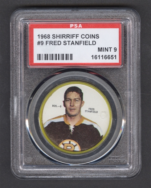 1968-69 Shirriff Hockey Coin #9 Fred Stanfield - Graded PSA 9 - Pop-4 Highest Graded!