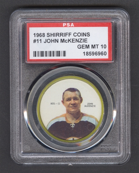 1968-69 Shirriff Hockey Coin #11 John McKenzie - Graded PSA 10 - Pop-1 Highest Graded!