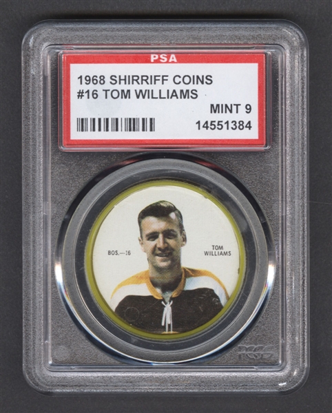 1968-69 Shirriff Hockey Coin #16 Tom Williams SP - Graded PSA 9 - Pop-10 Highest Graded!