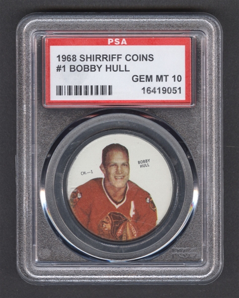 1968-69 Shirriff Hockey Coin #1 Bobby Hull - Graded PSA 10 - Pop-5 Highest Graded!