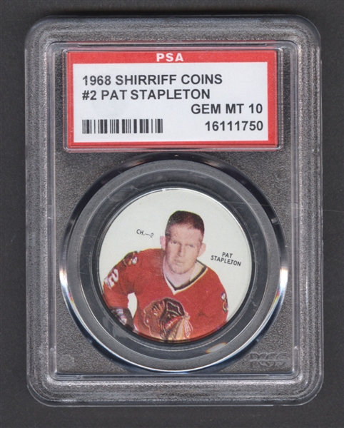 1968-69 Shirriff Hockey Coin #2 Pat Stapleton - Graded PSA 10 - Pop-2 Highest Graded!