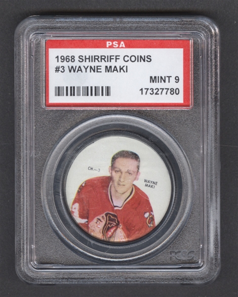 1968-69 Shirriff Hockey Coin #3 Wayne Maki - Graded PSA 9
