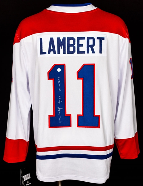 Yvon Lambert Signed Montreal Canadiens Fanatics Road Jersey with "Cups x 4 76-77-78-79" Notation - COA 