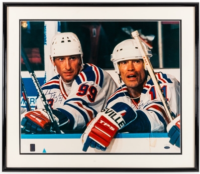 Wayne Gretzky and Mark Messier Dual-Signed New York Rangers Limited-Edition Framed Photo with Steiner COA (25” x 29”)