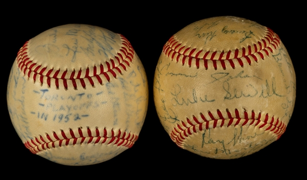 Toronto Maple Leafs Baseball Club 1952 and 1954 Team-Signed Official International League Balls (2) with LOA