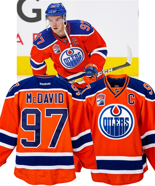 Connor McDavids 2016-17 Edmonton Oilers Game-Worn Captains Jersey with Team LOA - Art Ross and Hart Memorial Trophies Season! - Rogers Place Inaugural Season Patch! - Photo-Matched!