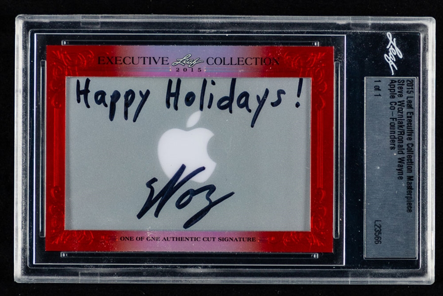 2015 Leaf Executive Collection Masterpiece One of One Authentic Cut Signature Steve Wozniak / Ronald Wayne Apple Co. Founders