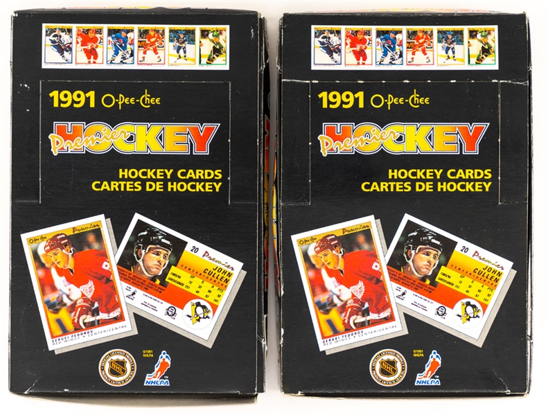 1990-91 O-Pee-Chee Premier Hockey Box (36 Unopened Packs) Plus 1990-91 O-Pee-Chee Premier Hockey Partial Box (20 Unopened Packs) - Jaromir Jagr, Sergei Fedorov and Mike Modano Rookie Card Year