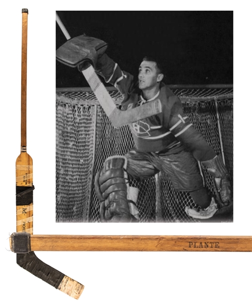 Jacques Plantes Late-1950s Montreal Canadiens Stanley Cup Champion Multi-Signed CCM Game-Used Stick with The Rocket 