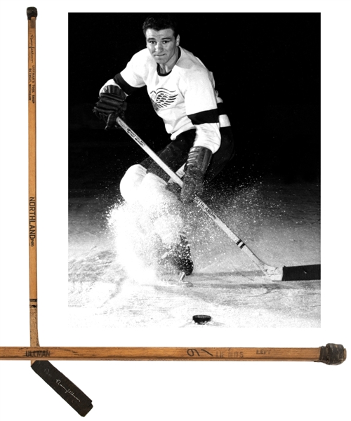 Norm Ullmans 1957-58 Detroit Red Wings Team-Signed Northland Pro Game-Used Stick with Howe