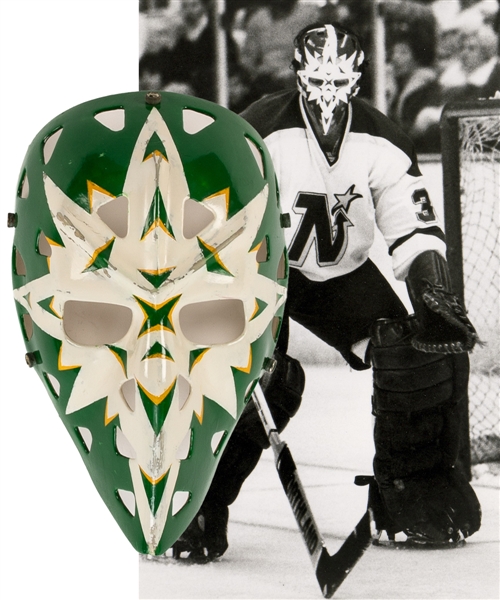 Gary Edwards Late-1970s/Early-1980s Minnesota North Stars, Edmonton Oilers, St. Louis Blues and Pittsburgh Penguins Game-Worn Fiberglass Goalie Mask - Photo-Matched!